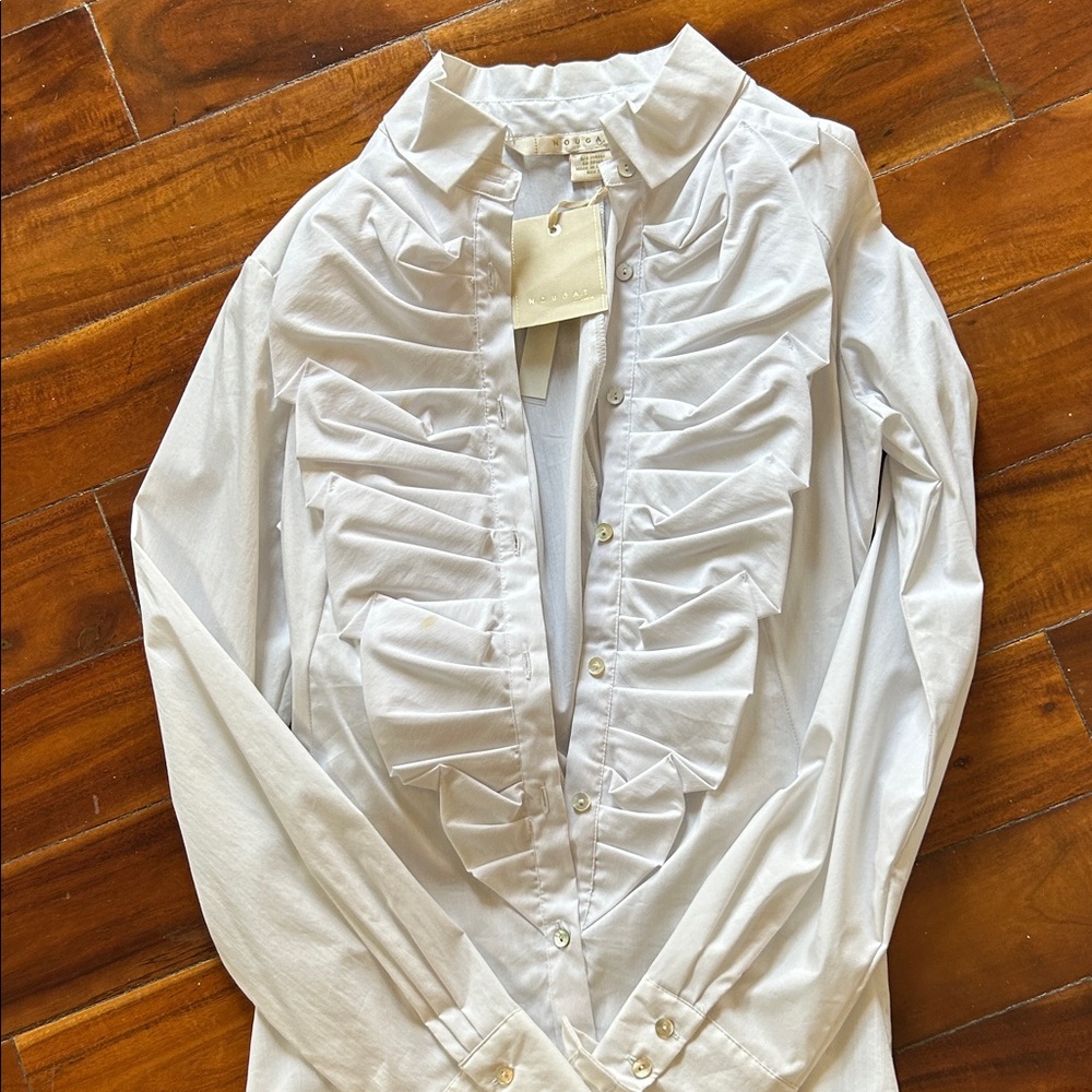Nougat London White Ruffled Blouse